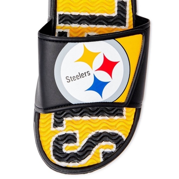 NFL • Pittsburgh Steelers Team Gel Slides Logo Sandals - Picture 5 of 7
